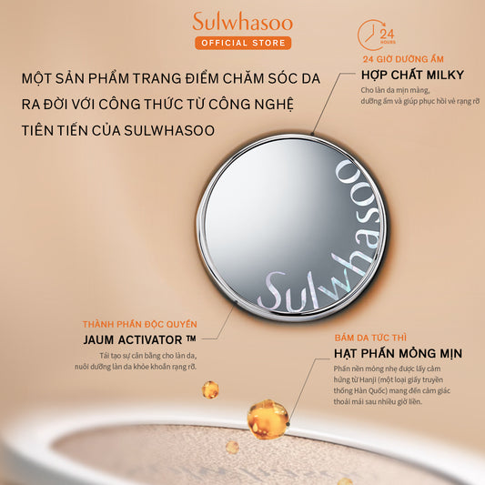 Phấn nước trang điểm mịn lì 24H (kèm lõi thay thế)- Sulwhasoo Perfecting Cushion 15gx2
