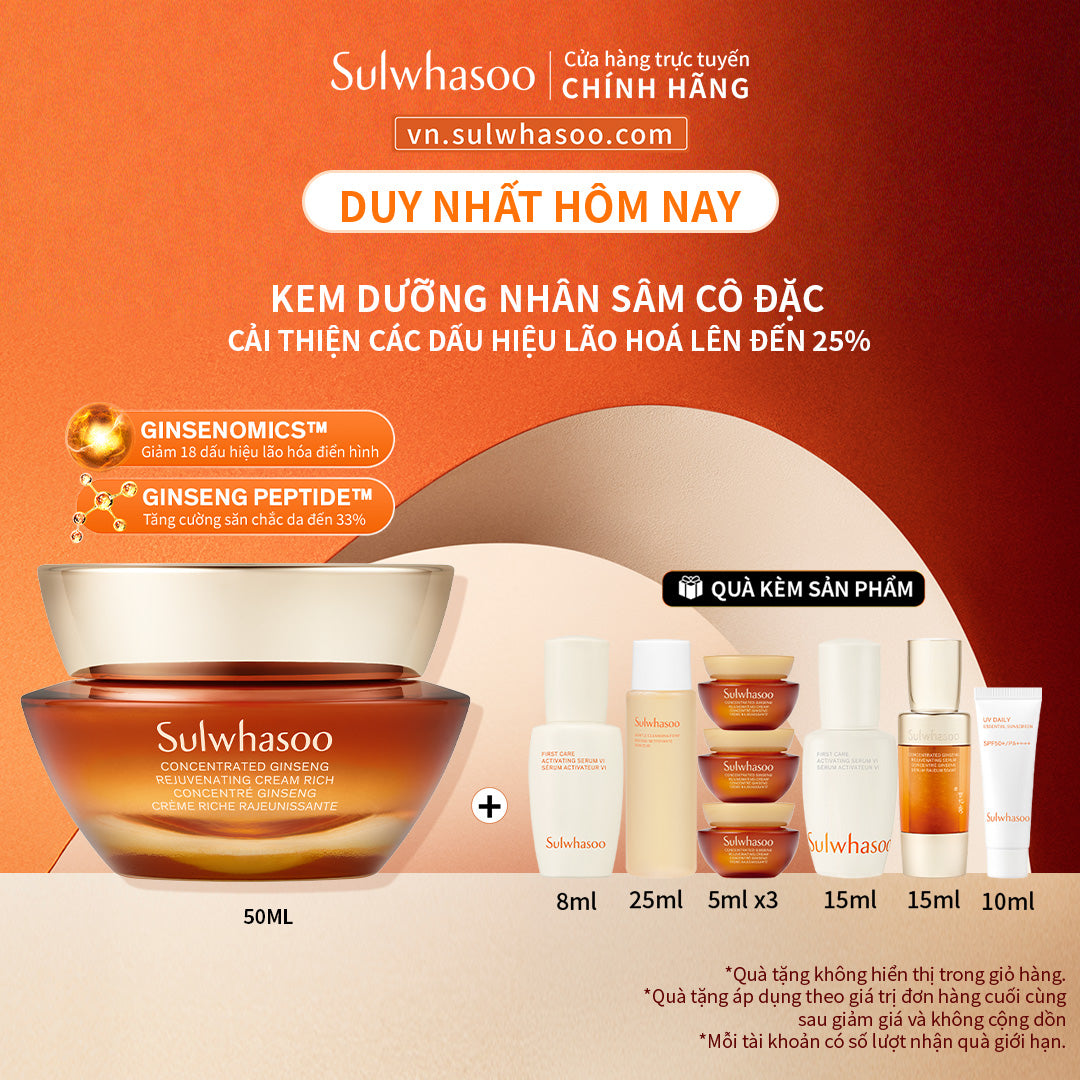 [Phiên bản giàu dưỡng] Kem Dưỡng Nhân Sâm Cô Đặc Dưỡng Da Săn Chắc - Sulwhasoo Concentrated Ginseng Rejuvenating Cream Rich 50ML