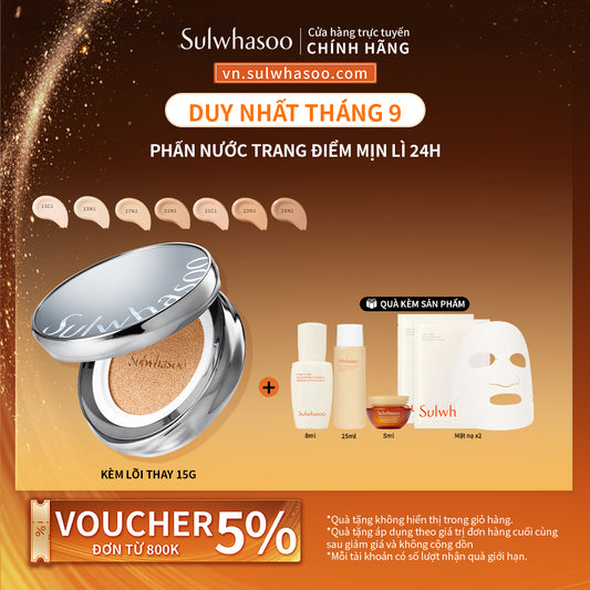 Phấn nước trang điểm mịn lì 24H (kèm lõi thay thế)- Sulwhasoo Perfecting Cushion 15gx2