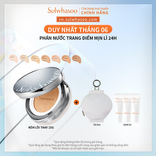Phấn nước trang điểm mịn lì 24H (kèm lõi thay thế)- Sulwhasoo Perfecting Cushion 15gx2